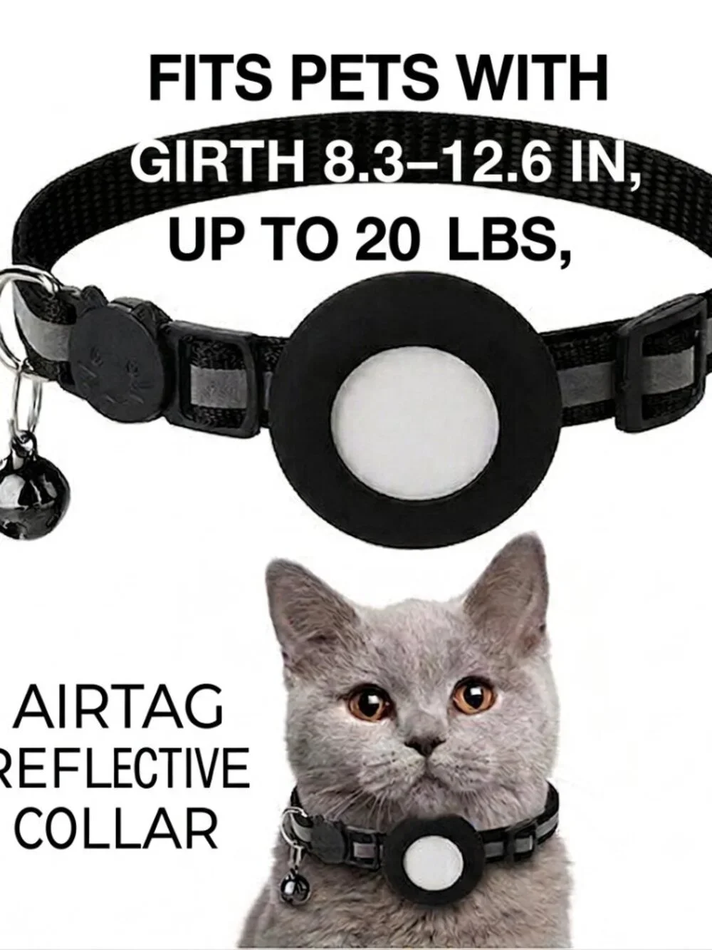 Airtag Reflective Collar for Pets Secure and Visible Safety Accessory